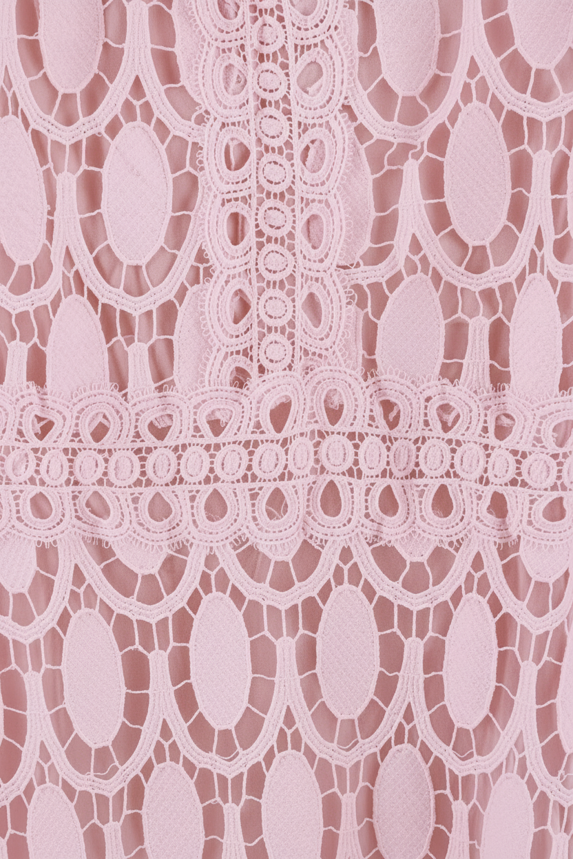 Jasmine Shell Pink Lace Midi Dress