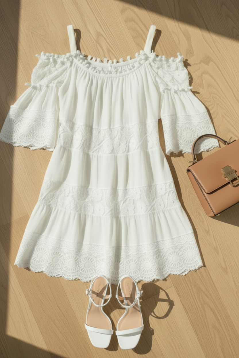 Fallon White Lace Mini Dress