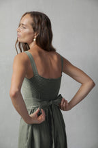 Farfalla Linen Midi Dress – Khaki by Aurelia Sun