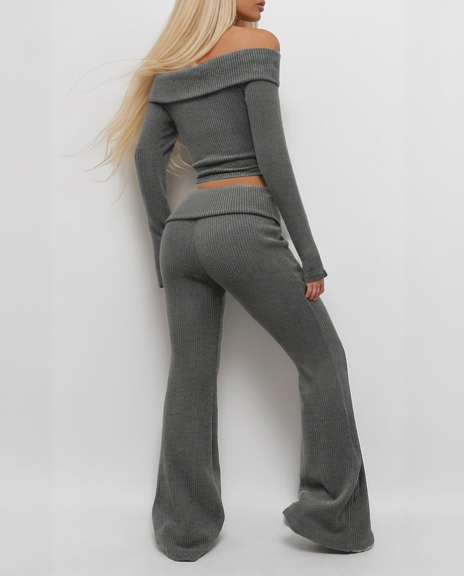Lumi Off-Shoulder Lounge Set – Grey