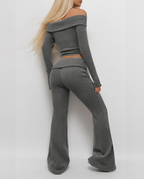 Lumi Off-Shoulder Lounge Set – Grey