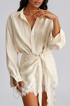 Fouzia Tie Waist Mini Shirt Dress by Aurelia Sun
