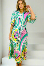 Leah Printed Midi Shirt Dress – Mint by Aurelia Sun