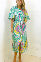 Leah Printed Midi Shirt Dress – Mint by Aurelia Sun