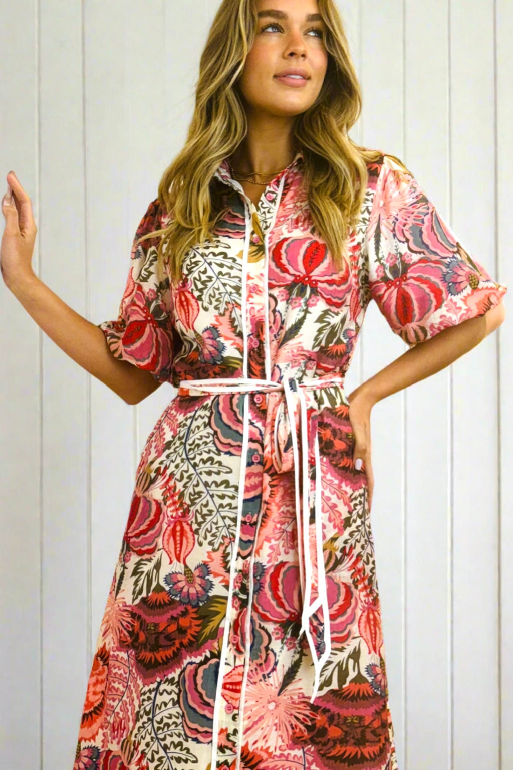 Leah Floral Midi Shirt Dress – Multi by Aurelia Sun