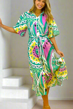 Leah Printed Midi Shirt Dress – Mint by Aurelia Sun
