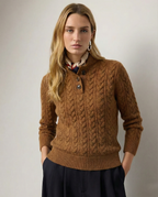 Arden Cable-Knit Cashmere Blend Sweater – Brown