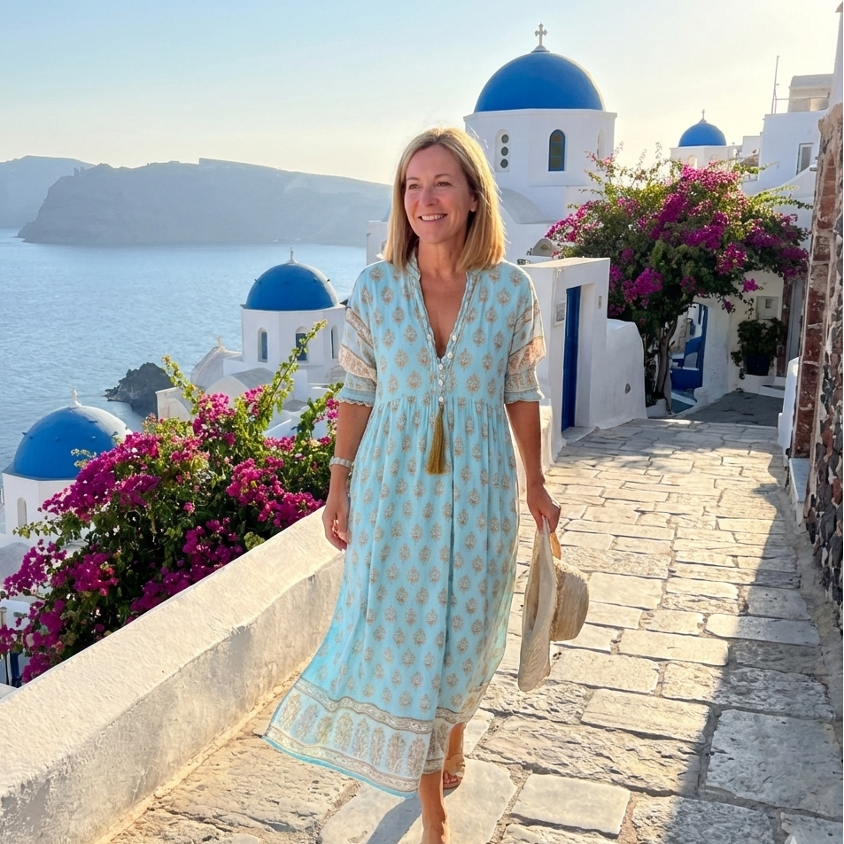 Button-Front Summer Midi Dress