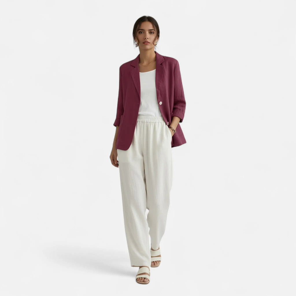 Tailored Linen-Blend Blazer