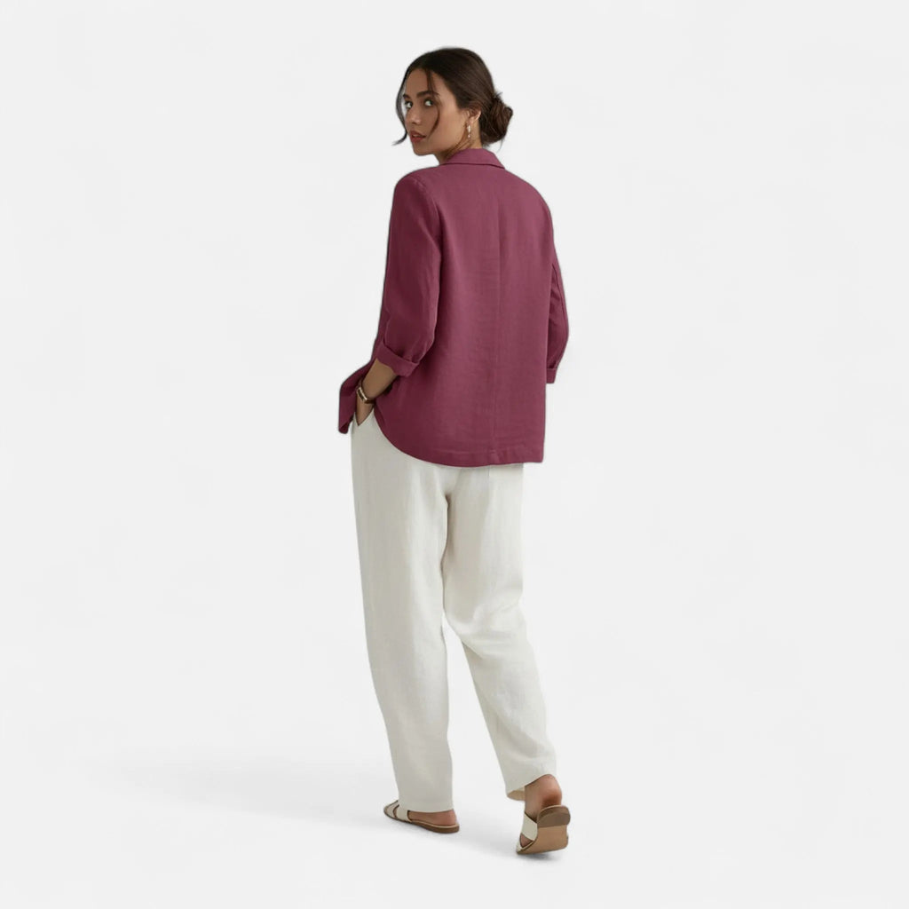 Tailored Linen-Blend Blazer