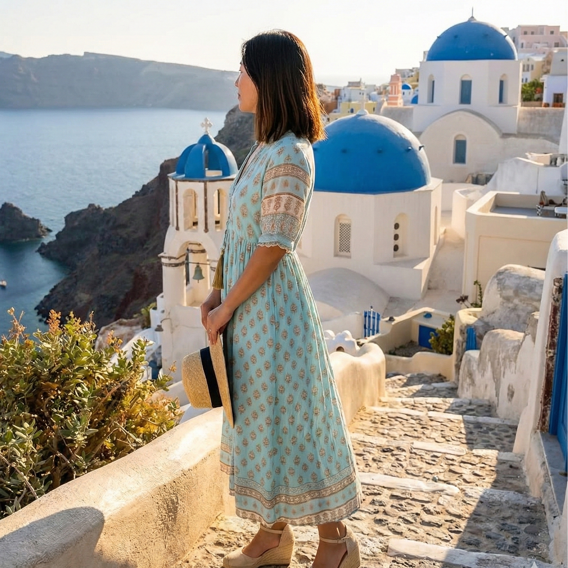 Button-Front Summer Midi Dress