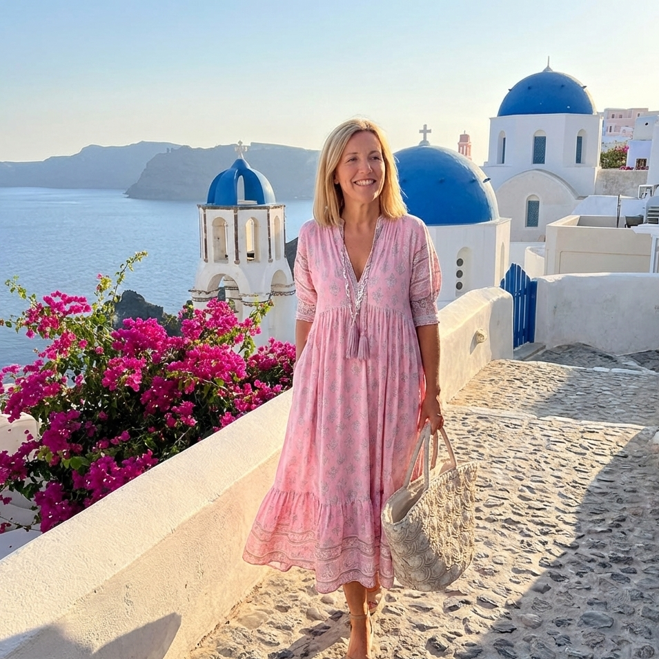 Button-Front Summer Midi Dress