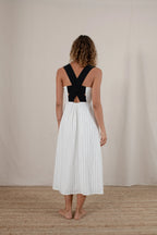 Gessato Pinstripe Linen Midi Dress by Aurelia Sun