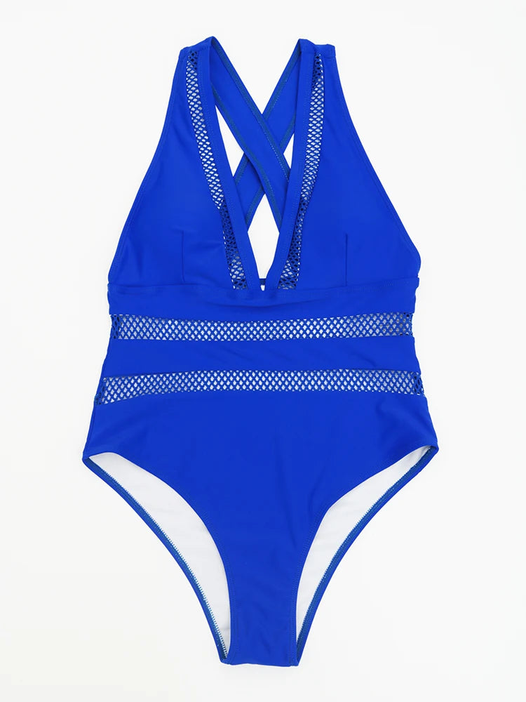 Mesh Plunge One-Piece Swimsuit