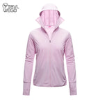 TRVLWEGO Quick Dry Long Sleeve Hoody for Men Women Summer Sun UV Protection Hooded Jacket Thin Beach Sweatshirt Travel Cloth