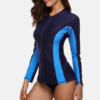Anfilia Women Long Sleeve Zipper Rashguard Top Swimwear Surfing Top Rash Guard UPF50+ Running Shirt Biking Shirt Swimsuit