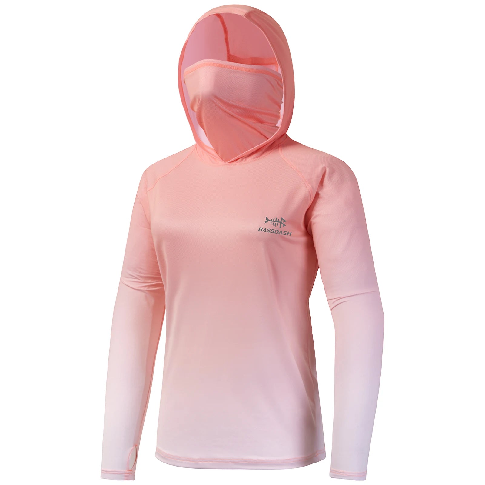 Bassdash FS23W Women's UPF 50+ Fishing Hoodie Shirt With Face Mask Thumb Holes
