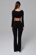 Square-Neck Long-Sleeve Crop Top