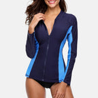 Anfilia Women Long Sleeve Zipper Rashguard Top Swimwear Surfing Top Rash Guard UPF50+ Running Shirt Biking Shirt Swimsuit