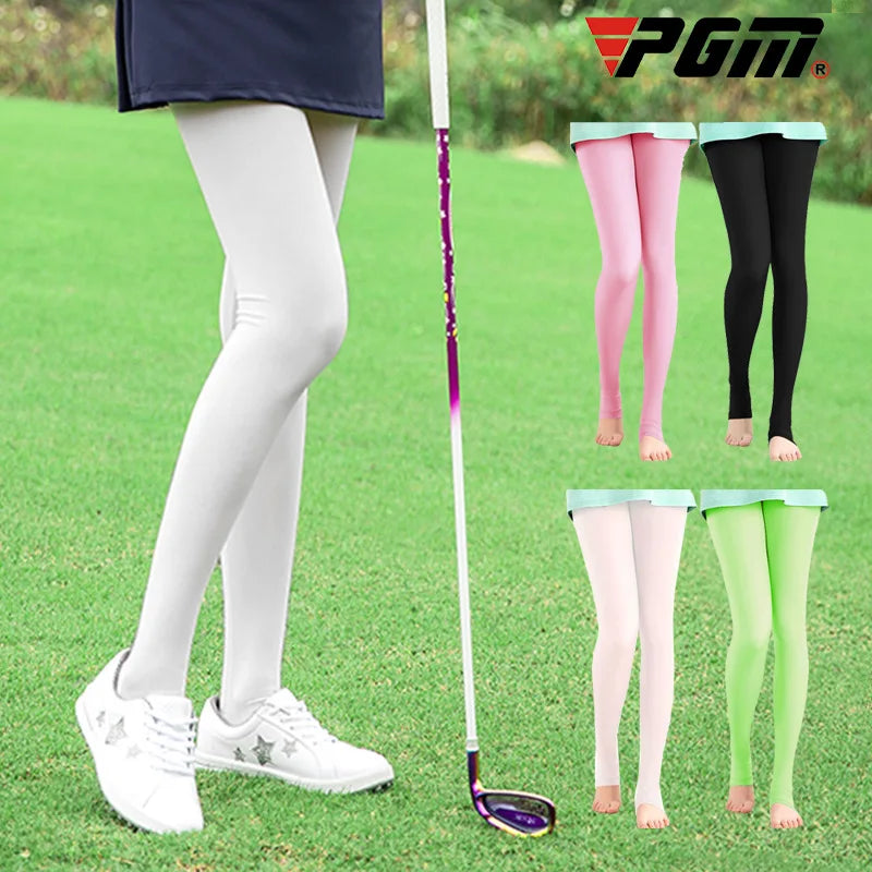 PGM 10 Color High Elasticity Socks Women Golf Clothes Sunscreen ice silk Female Leggings Pants Tennis/Badminton Outdoor Stocking