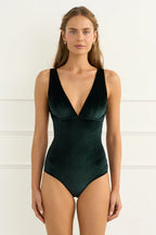 D-Cup Deep-V One-Piece Swimsuit – Green