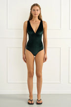 D-Cup Deep-V One-Piece Swimsuit – Green