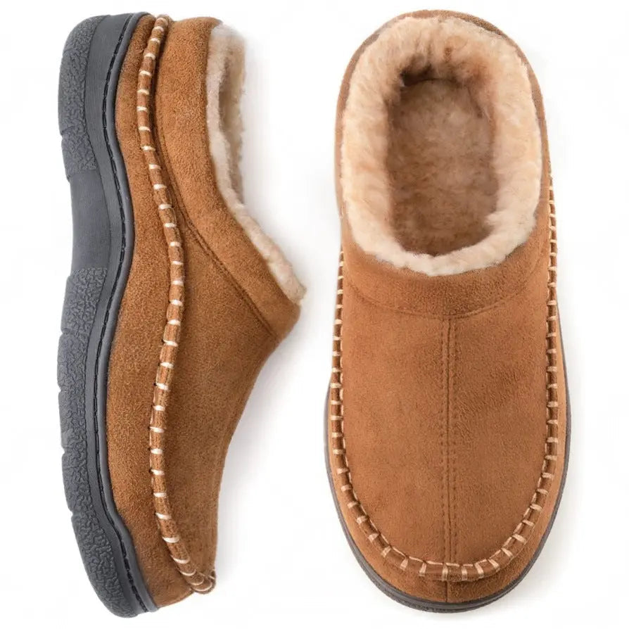 Wide-Fit Fleece-Lined Indoor Slippers