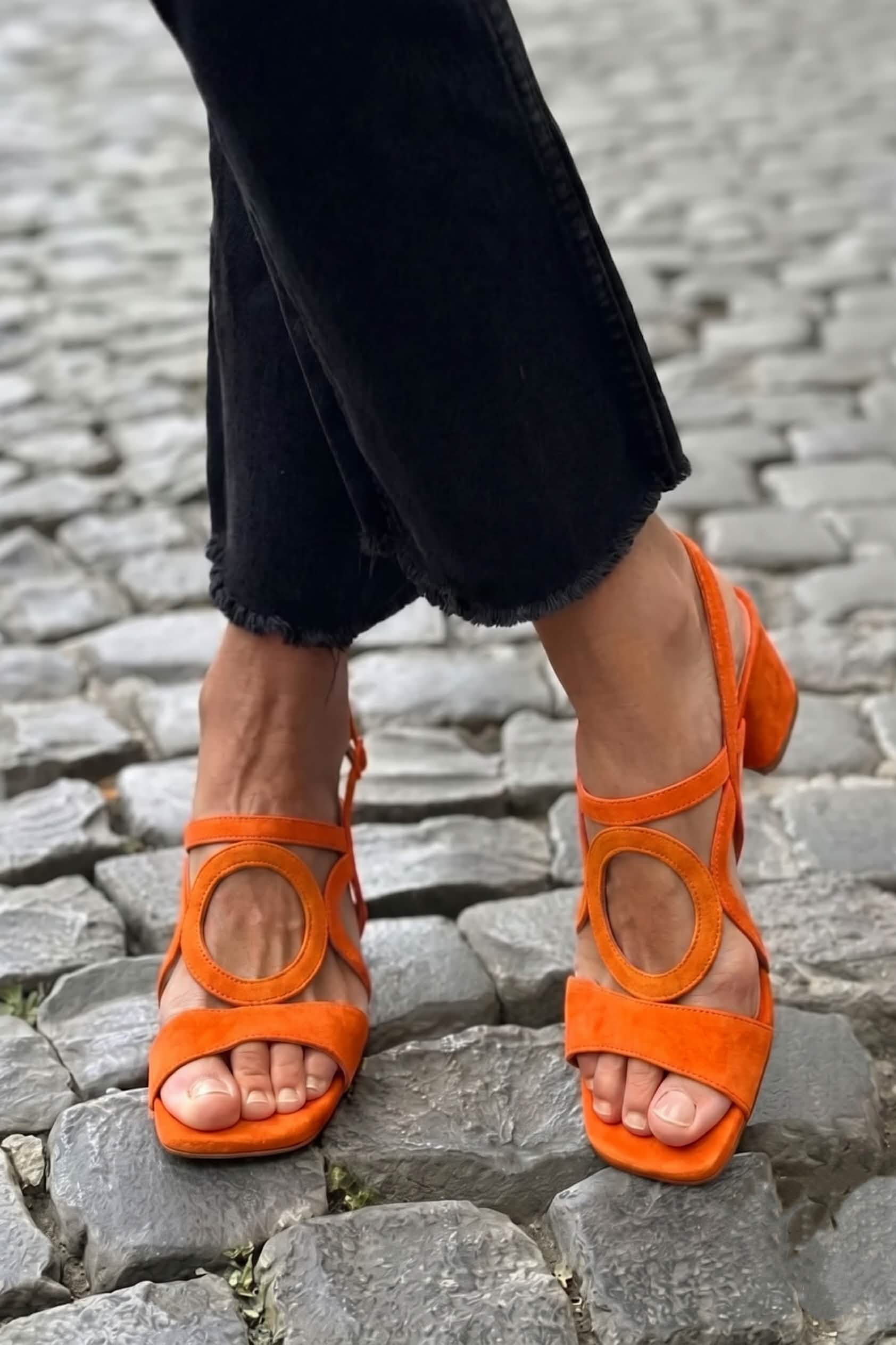 Valentina Colourful Leather Sandals – Blue
