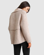 Esme Cropped Wool Blend Peacoat – Beige by Aurelia Sun