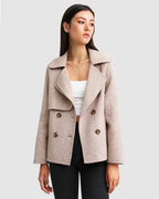 Esme Cropped Wool Blend Peacoat – Beige by Aurelia Sun