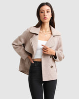 Esme Cropped Wool Blend Peacoat – Beige