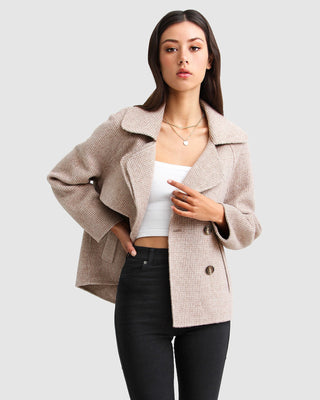 Esme Cropped Wool Blend Peacoat – Beige
