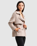 Esme Cropped Wool Blend Peacoat – Beige by Aurelia Sun