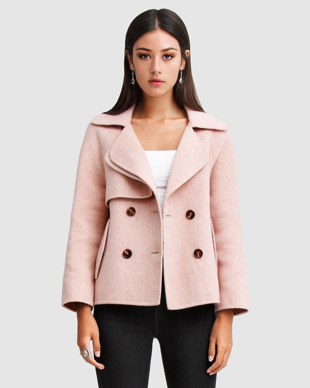 Esme Cropped Wool Blend Peacoat – Blush by Aurelia Sun