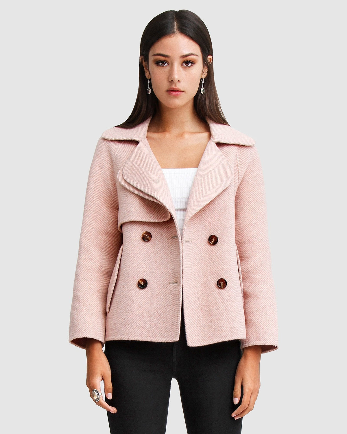 Esme Cropped Wool Blend Peacoat – Blush by Aurelia Sun