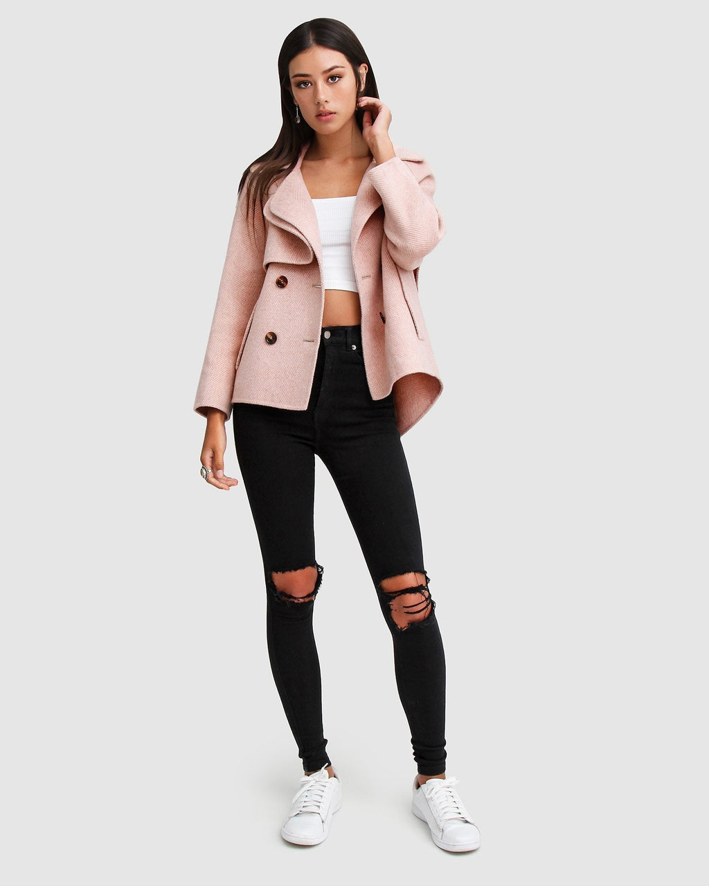 Esme Cropped Wool Blend Peacoat – Blush by Aurelia Sun