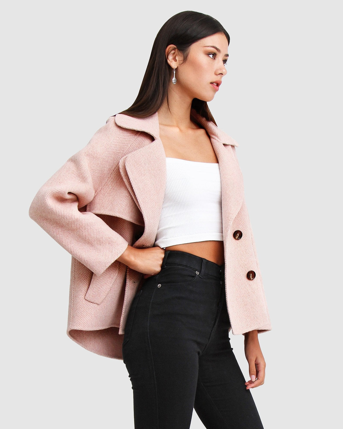 Esme Cropped Wool Blend Peacoat – Blush by Aurelia Sun