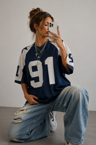 Oversized Varsity Football Jersey Tee