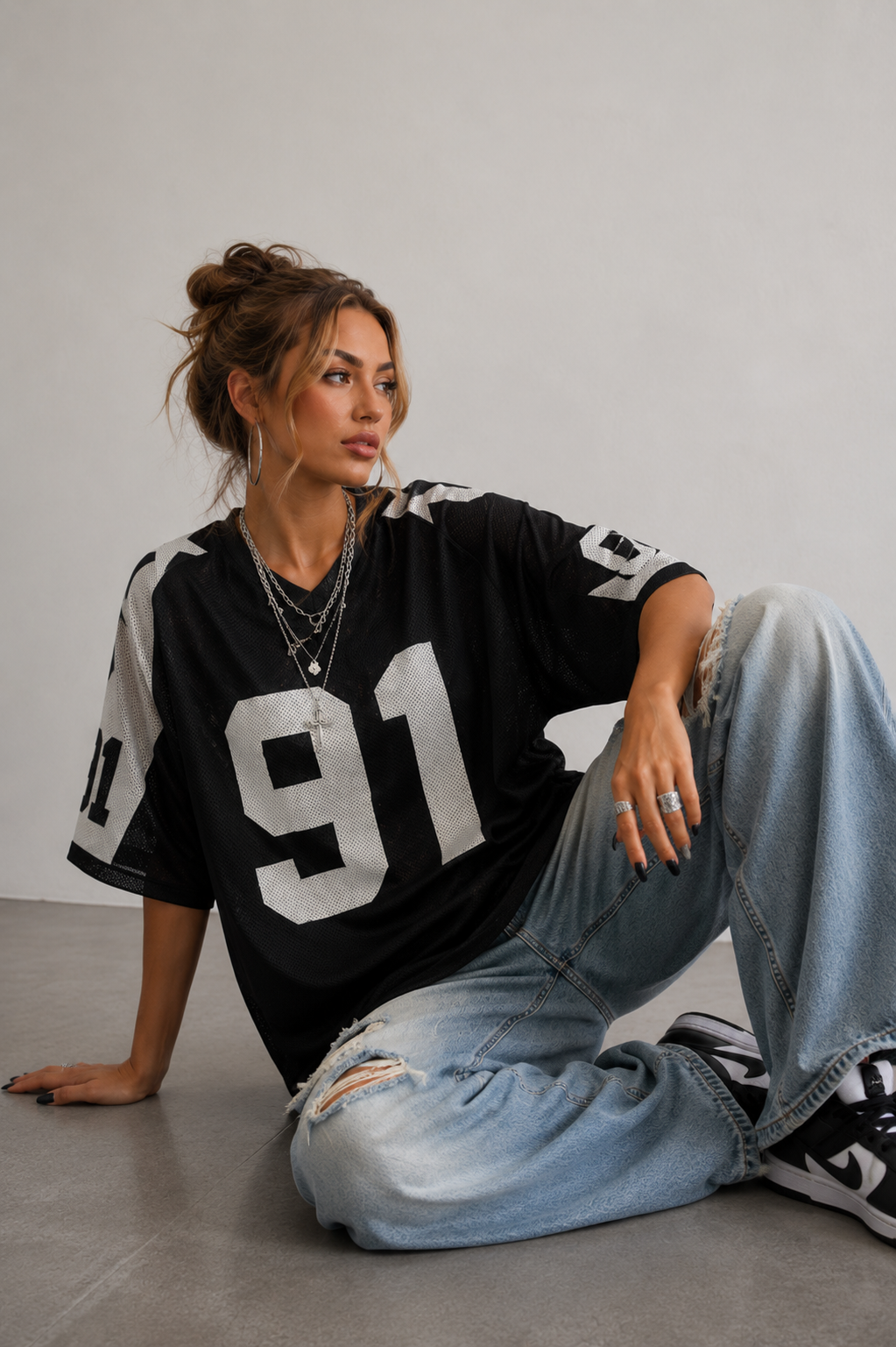 Oversized Varsity Football Jersey Tee