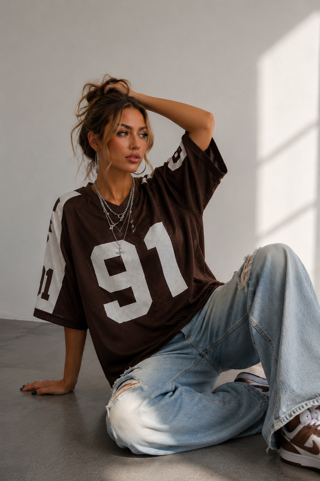 Oversized Varsity Football Jersey Tee