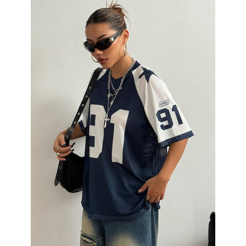 Oversized Varsity Football Jersey Tee