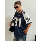 Oversized Varsity Football Jersey Tee