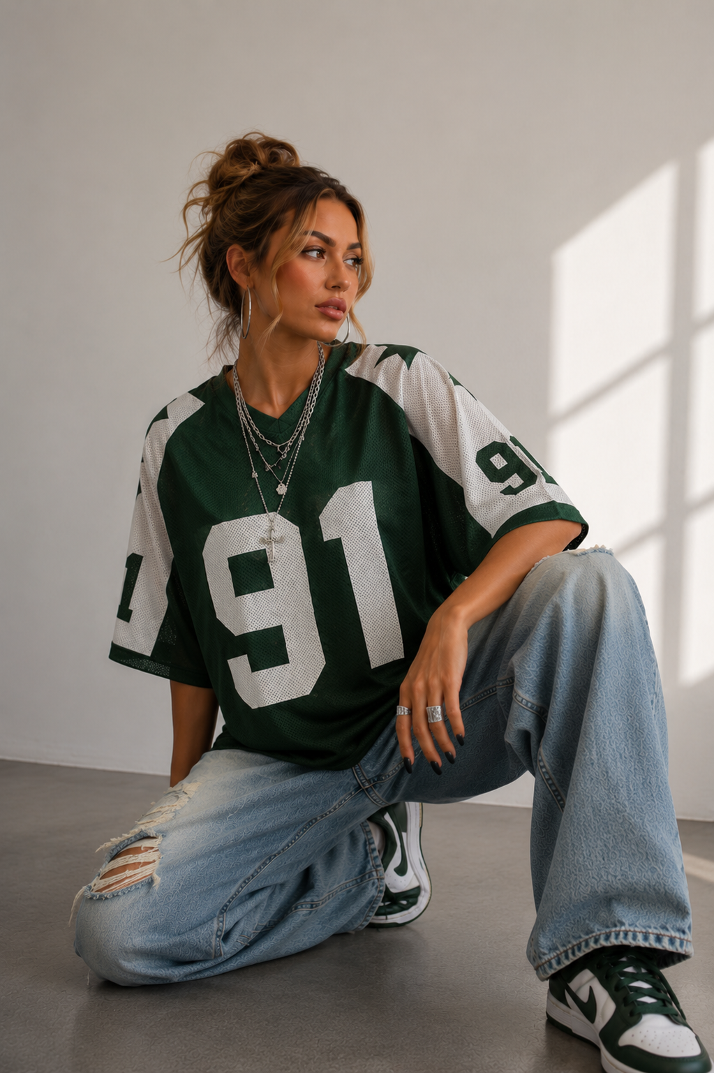 Oversized Varsity Football Jersey Tee