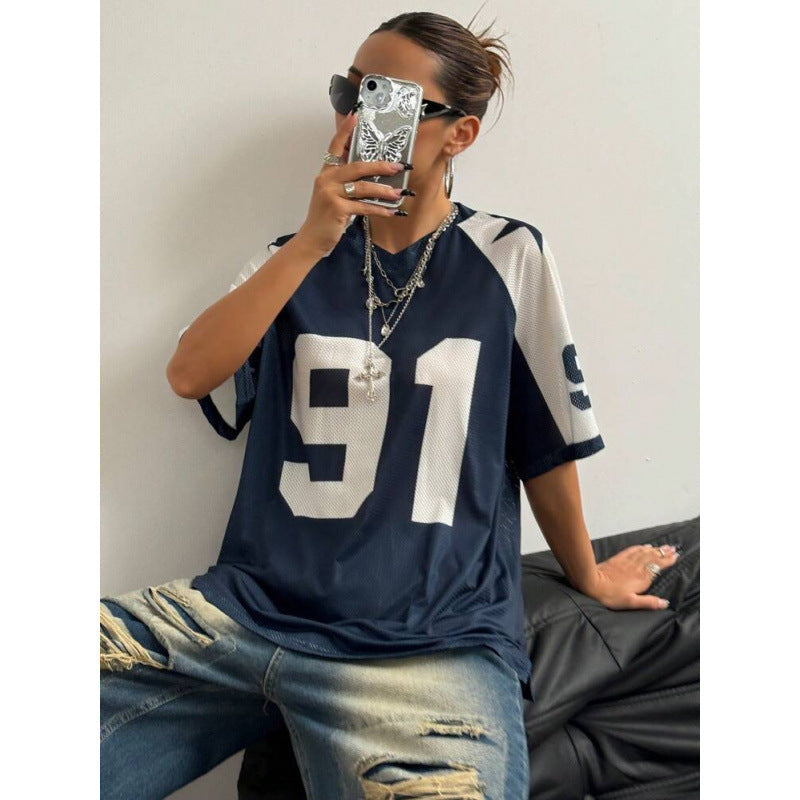 Oversized Varsity Football Jersey Tee