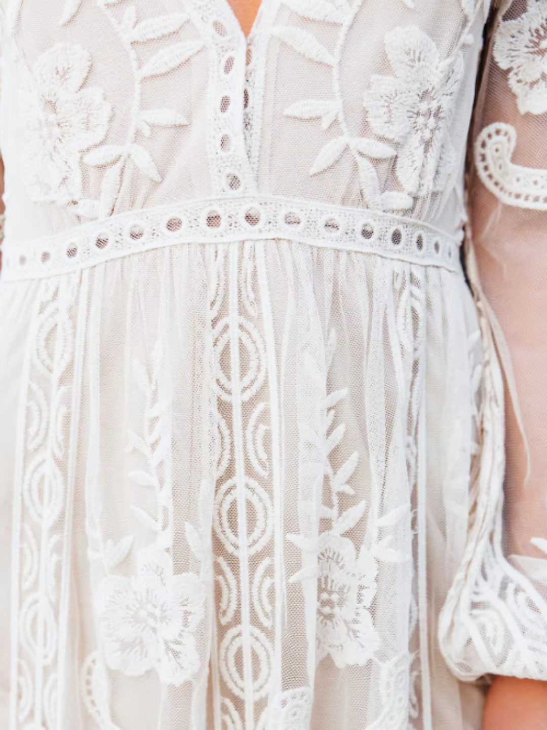 Janis White Embroidered Lace Maxi Dress