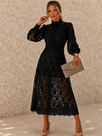 Jasmine Black Lace Midi Dress