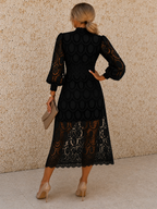 Jasmine Black Lace Midi Dress