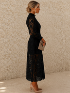 Jasmine Black Lace Midi Dress