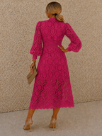 Jasmine Pink Lace Midi Dress