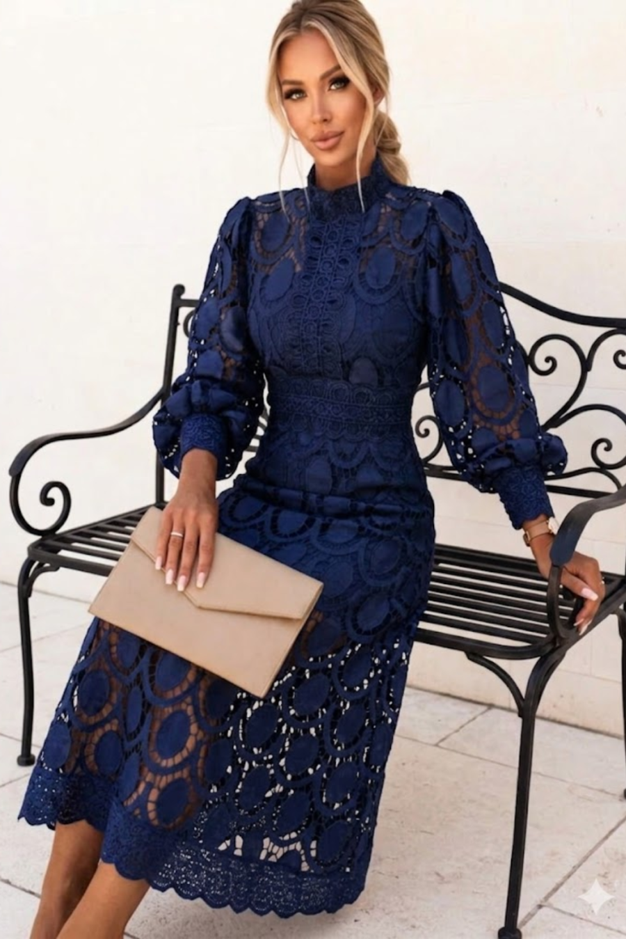 Jasmine Sapphire Lace Midi Dress